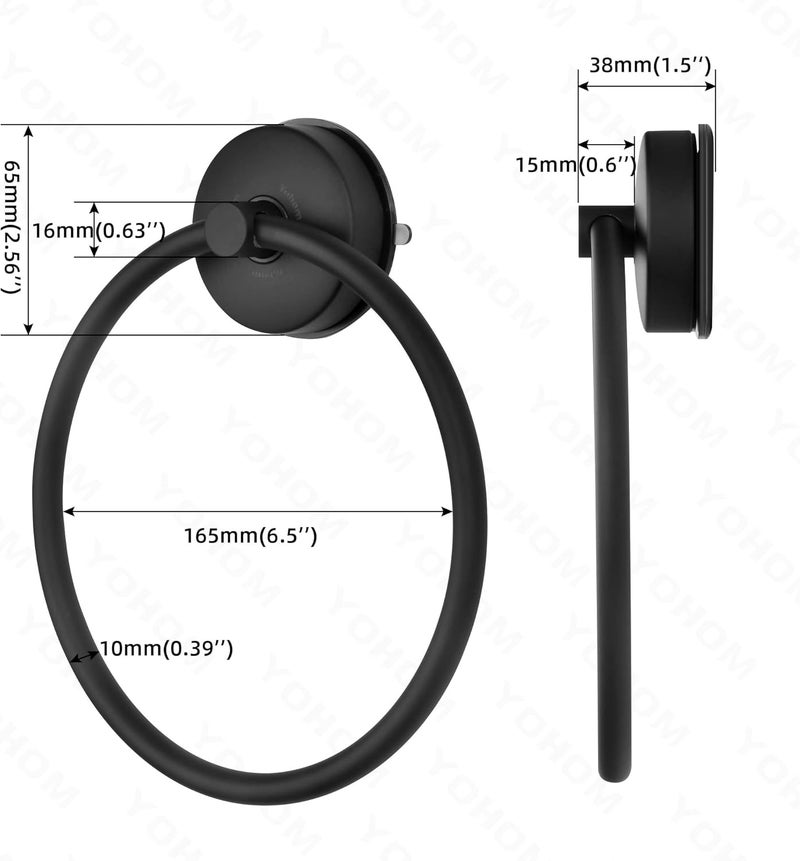 OHOM Suction Cup Towel Ring Matte Black Hand Towel Holder for Bathroom Stainless Steel Vacuum Suction Washcloth Holder Dish Towel Hanger for Shower Wall No Drill - Image 5